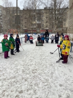 Соревнования по хоккею с мячом между командами "Малинка" и "Калинка"